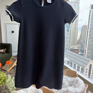 Zara Black Short-Sleeve Knit Dress with Contrast Trim
